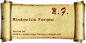 Miskovics Ferenc névjegykártya